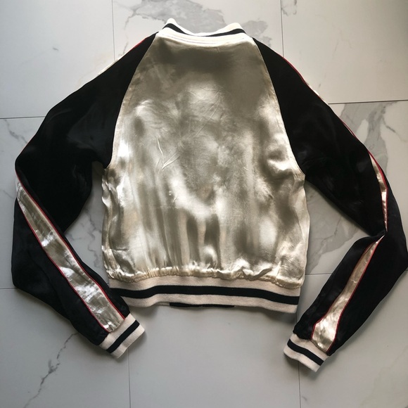 Express Seven7 Crop Embroidered Reversible Bomber - Picture 5 of 6